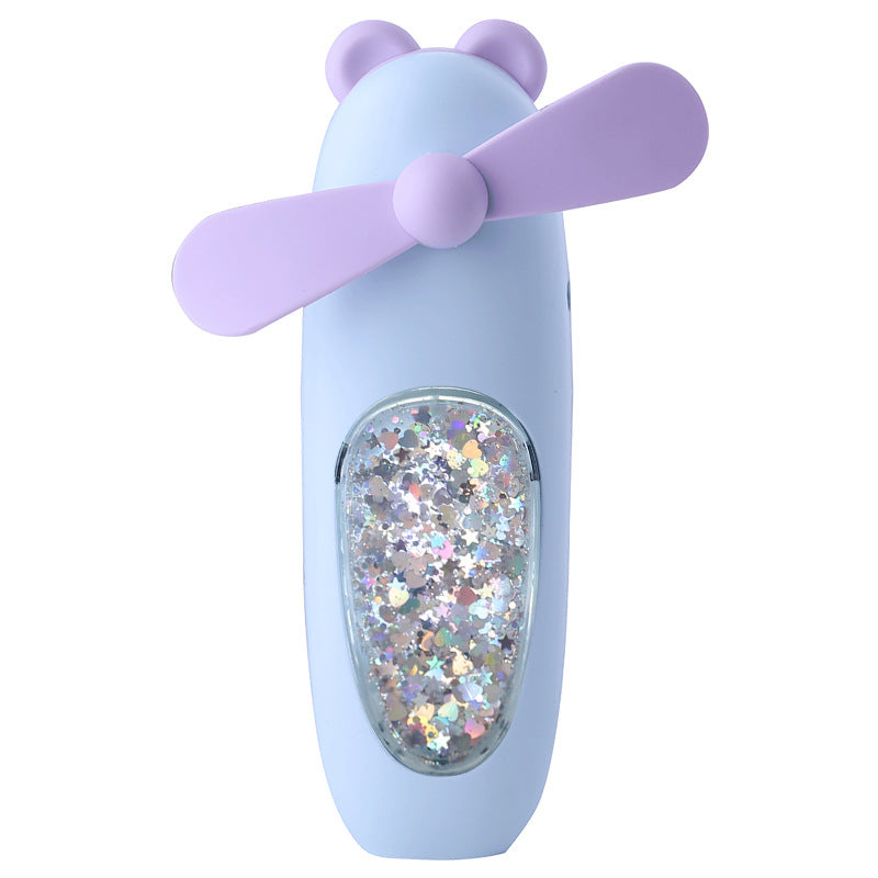 Cartoon Mini USB Fan with Night Light and Sand Design